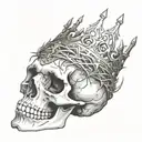 skull with crown of thorns tattoo design idea