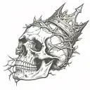 skull with crown of thorns tattoo design idea