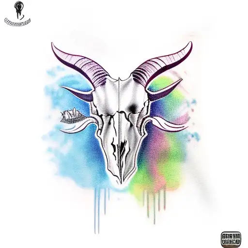 goat skull tattoo design idea