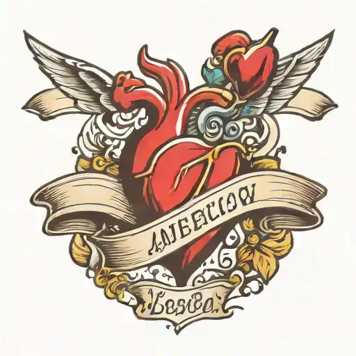 heart with banner tattoo design idea