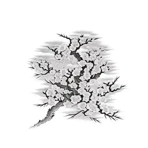 FLOWERS CHERRY TREES CLOUDS SUN tattoo design idea