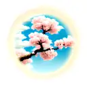 FLOWERS, CHERRY TREES, CLOUDS, SUN tattoo design idea