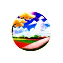 FLOWERS, CHERRY TREES, CLOUDS, SUN tattoo design idea