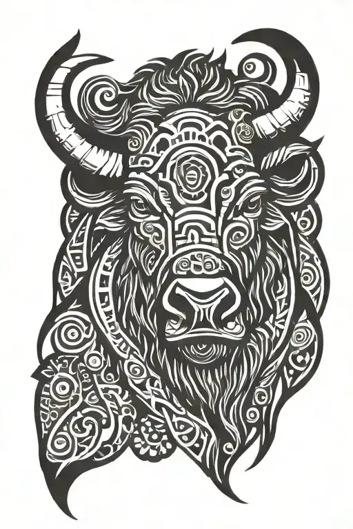 bison head tattoo design idea
