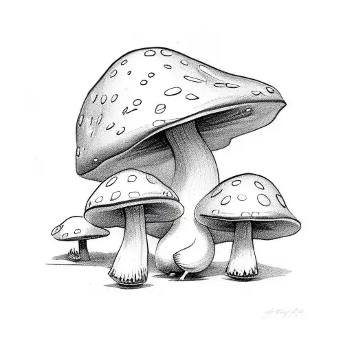 Cute mushroom goose tattoo design idea