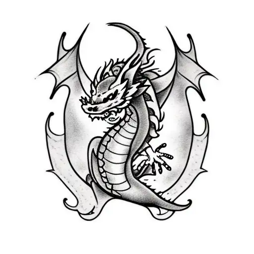 Cute Dragon  tattoo design idea