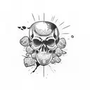 Car skull booze tattoo design idea