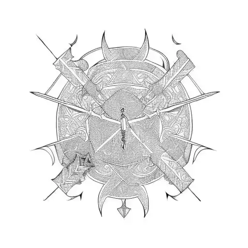 Medieval sword tattoo design idea