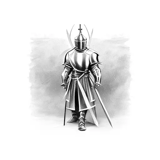 A knight with a cross tattoo design idea