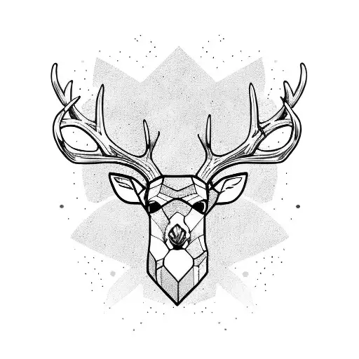 Deer antlers with knight tattoo design idea
