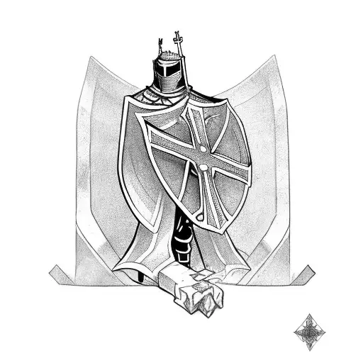 A knight with a cross tattoo design idea