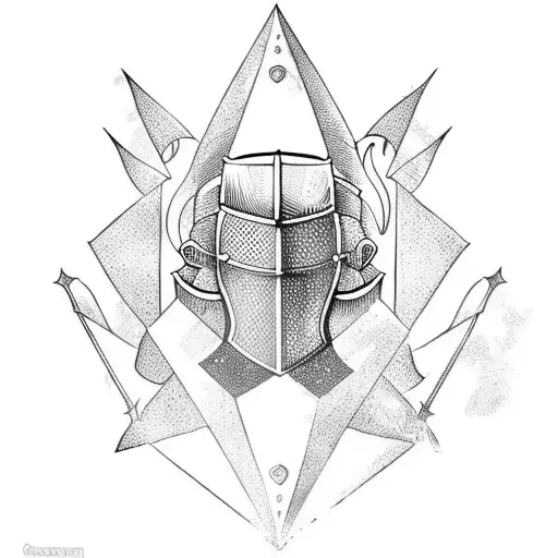 Medieval knight with triangles tattoo design idea