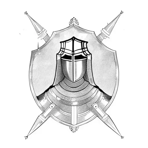 Medieval knight with red tattoo design idea