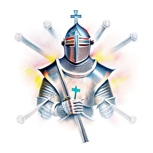 A knight with a cross tattoo design idea