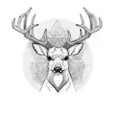 Deer antlers with knight tattoo design idea