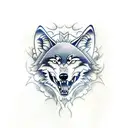 tattoo of wolf on mans masculine chest looking scary and big teeths with blood in his mount tattoo design idea