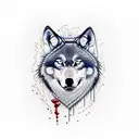 tattoo of wolf on mans masculine chest looking scary and big teeths with blood in his mount tattoo design idea