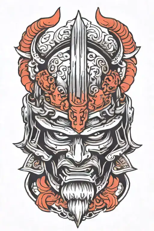 Samurai helmet tattoo design idea