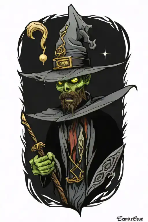 zombie wizard tattoo design idea