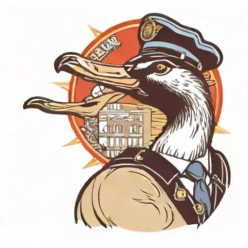 Canadian goose in a police uniform tattoo design idea