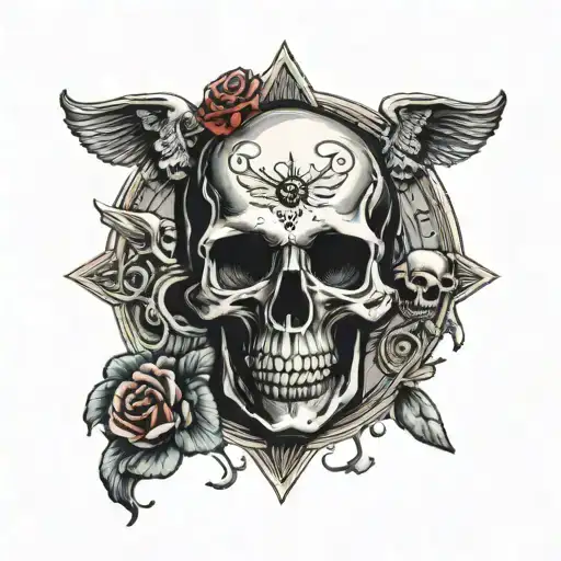 Skull and Ouija board tattoo design idea