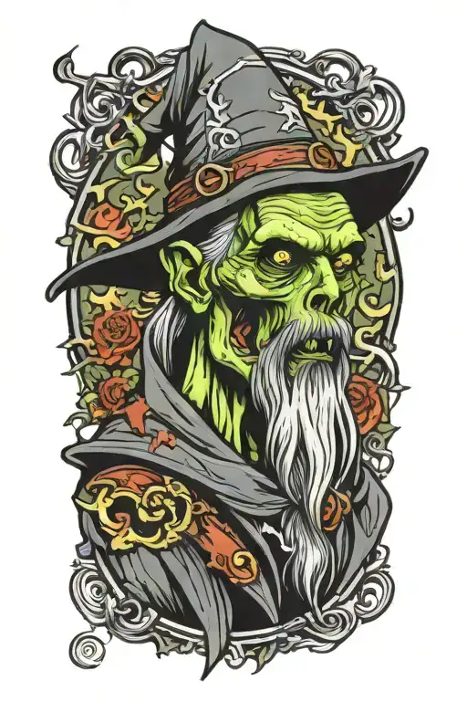 zombie wizard tattoo design idea