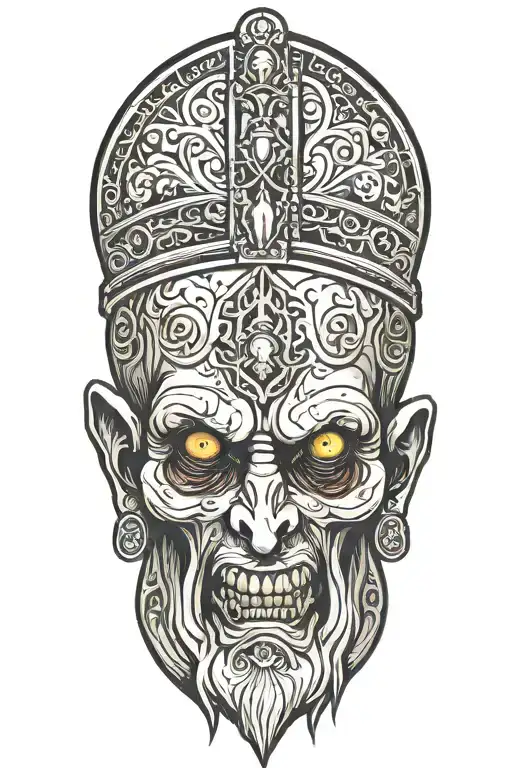 zombie pope tattoo design idea