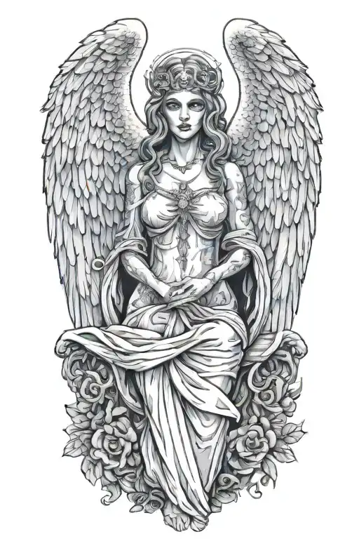 Horror angel tattoo design idea