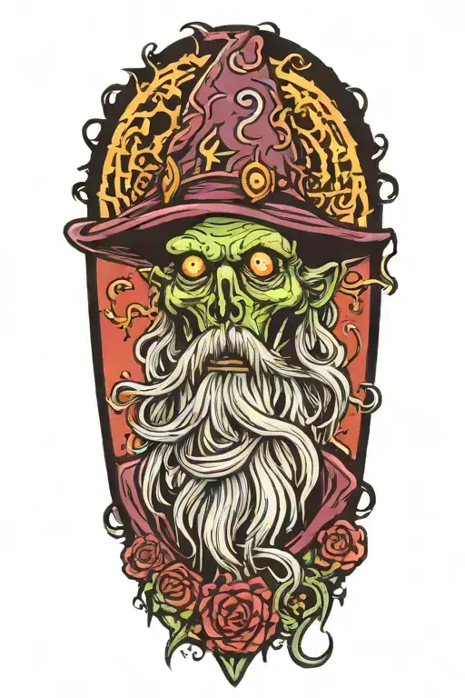 zombie wizard tattoo design idea