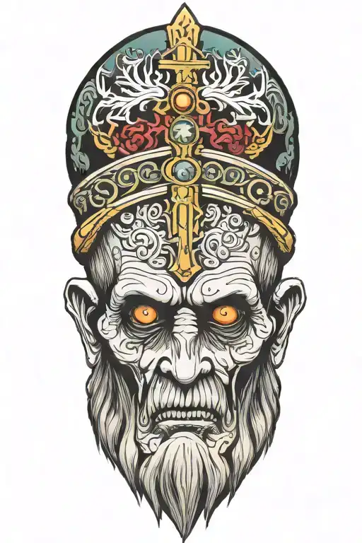 zombie pope tattoo design idea