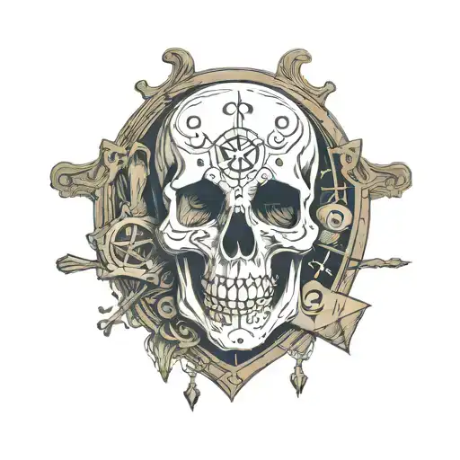 Skull and Ouija board tattoo design idea