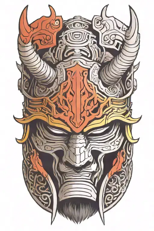 Samurai helmet with antlers tattoo design idea