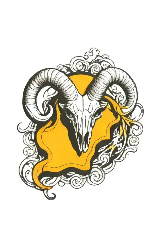 ram skull tattoo design idea