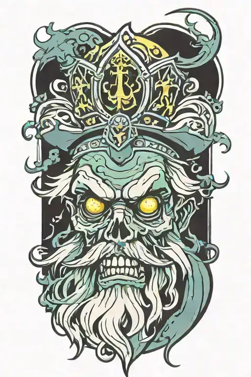 zombie wizard king tattoo design idea