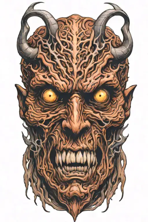Horror demon head tattoo design idea