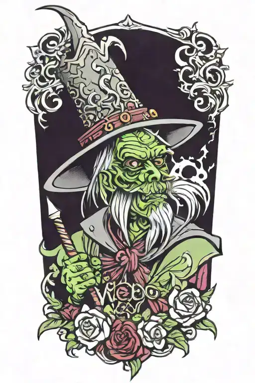 zombie wizard king tattoo design idea