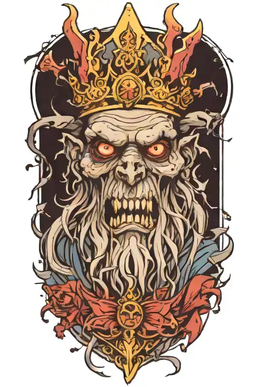 zombie wizard king tattoo design idea
