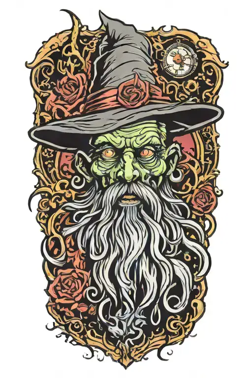zombie wizard tattoo design idea