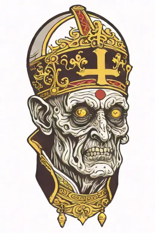 zombie pope tattoo design idea