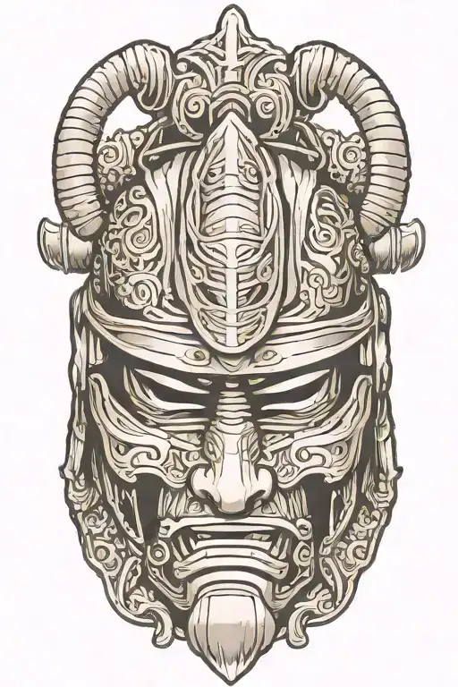 Samurai helmet tattoo design idea