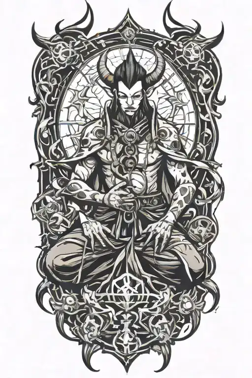 demon priest tattoo design idea