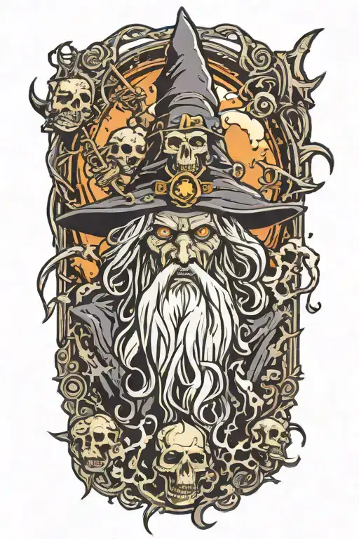 zombie wizard tattoo design idea