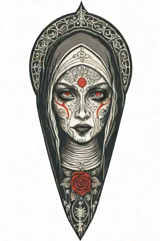 Nun with bloody eyes  tattoo design idea