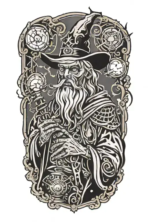 zombie wizard tattoo design idea