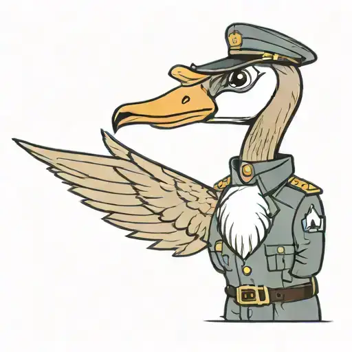 Canadian goose in a mounty uniform tattoo design idea