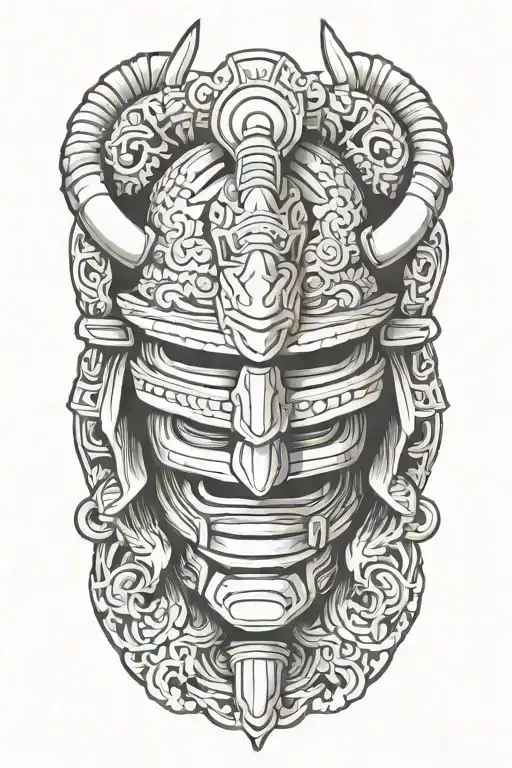 Samurai helmet tattoo design idea