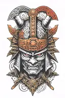 Samurai helmet tattoo design idea