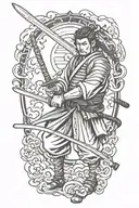 Samurai warrior wielding katana tattoo design idea
