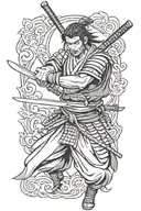 Samurai warrior wielding katana tattoo design idea