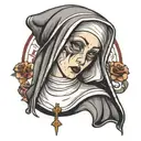 Nun with missing eyes tattoo design idea